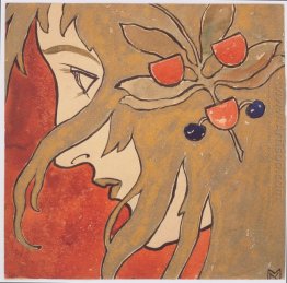 Profile Of A Girl Preparatory Work For A Decorative Stain In Red