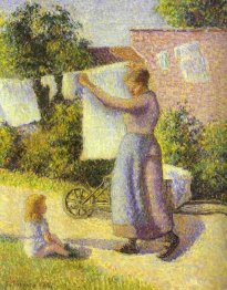 woman hanging up the washing 1887