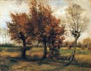 Hösten landskap med fyra träd 1885