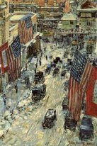 Flags On 57Th Street Winter 1918