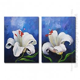 Hand-painted Floral Oil Painting - Set of 2 Hand-painted Floral Oil Painting - Set of 2