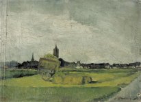 Landschap met Wagen Hooi kerktorens en Molen 1901