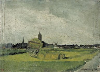 Paisaje con heno Cesta Iglesia Windmill Towers Y 1901