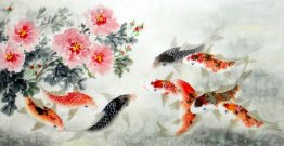 Fish-Peony - Chinese Painting