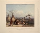 Funeral Gerüst eines Sioux Häuptling in der Nähe von Fort Pierre