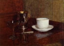 Still Life Glass Silver Goblet And Cup Of Champagn 1871