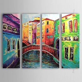 Hand-painted Landscape Oil Painting - Set of 4