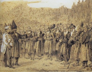 Presentatie van de Bazen Russische officier en Blanken 1864