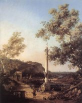 capriccio river landscape with a column