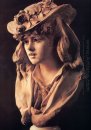 jeune fille avec des roses sur son chapeau 1870