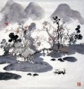 Pequena aldeia de montanha - Pintura Chinesa