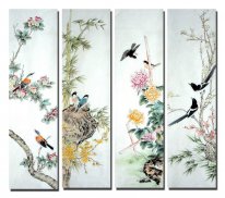 Oiseaux et fleurs - FourInOne - Peinture chinoise