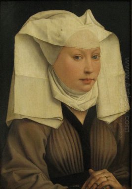 Retrato de una mujer joven en un sombrero cubrió de 1435