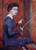 Mujer con el violín Retrato de Rene Druet 1910