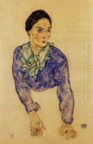 retrato de una mujer con el azul y bufanda verde 1914