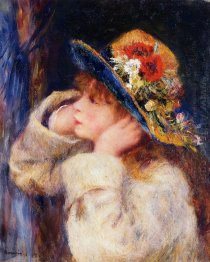 Young Girl In A Hat Decorated With Wildflowers 1880