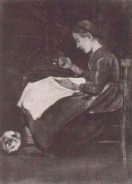 Young Woman Sewing 1881