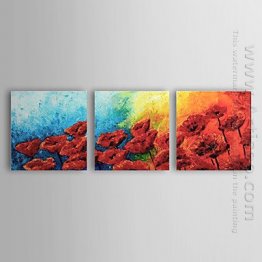 Hand-painted Oil Painting Floral - Set of 3