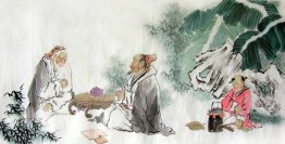 Two Old men and children-Chinese Painting