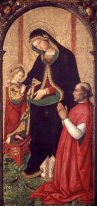 Madonna con Escritura del niño y el Obispo