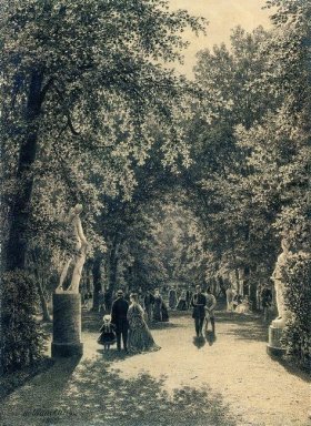 Callejón del jardín del verano en St Petersburg 1869