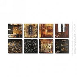 Hand-painted Abstract Oil Painting - Set of 8