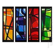 Hand-painted Abstract Oil Painting - Set of 4