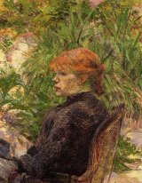Mulher de cabelo vermelha Sentado no jardim de M Florestal 1889