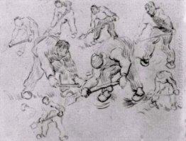 Sheet With Sketches Of Diggers And Other Figures 1890 1