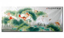 Crane & Lotus - pintura china