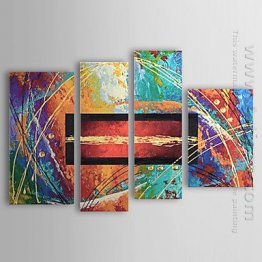 Hand-painted Abstract Oil Painting - Set of 4