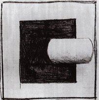 Black Square And A White Tube Shaped