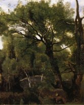 An Artist Painting In The Forest Of Fountainebleau 1855