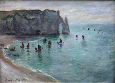 Etretat L\'Aval Door Pescherecci Lasciando il porto