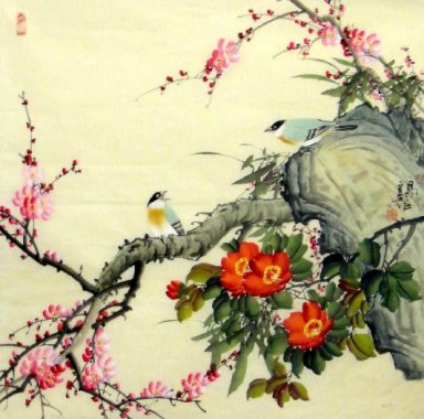 Vogels-Bloemen - Chinees schilderij