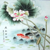 Fish & Lotus - pintura chinesa