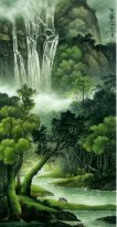 Landscape with waterfall - Chinese Painting