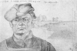 portrait of caspar tower and a river landscape 1520