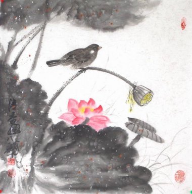 Lotus & Birds - Chinesische Malerei