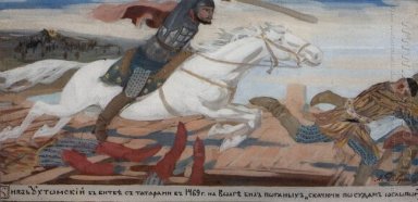 Prince-Ukhtomsky dans la bataille avec Tartares à Volga en 1469