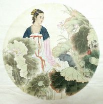 Beautiful Lady - Lukisan Cina