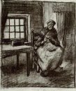 Inredning med Peasant Woman Sewing 1885 2