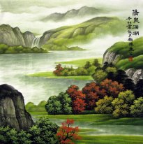 Bergen, water - Chinees schilderij