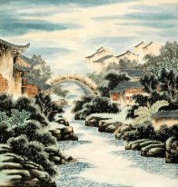 Un petit village - Peinture chinoise