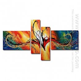 Hand-painted Abstract Oil Painting - Set of 4