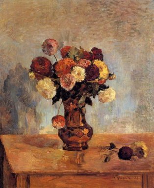 dahlias dans un vase de cuivre 1885