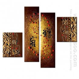 Hand-painted Abstract Oil Painting - Set of 4