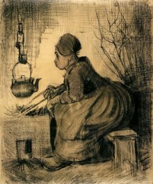 Woman By A Hearth 1885