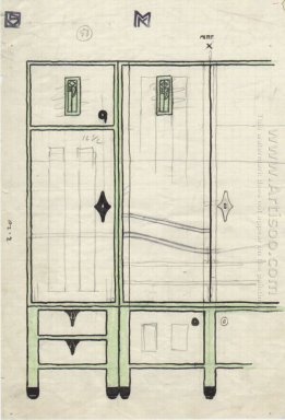 Proyecto de dibujos para un gabinete en la sede de la Viena W