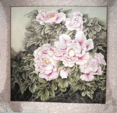 Pivoine et portée - Peinture chinoise